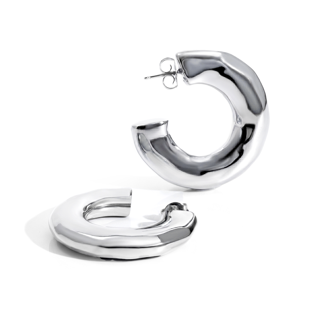 Emma Hammered Open Hoop Earrings Gold