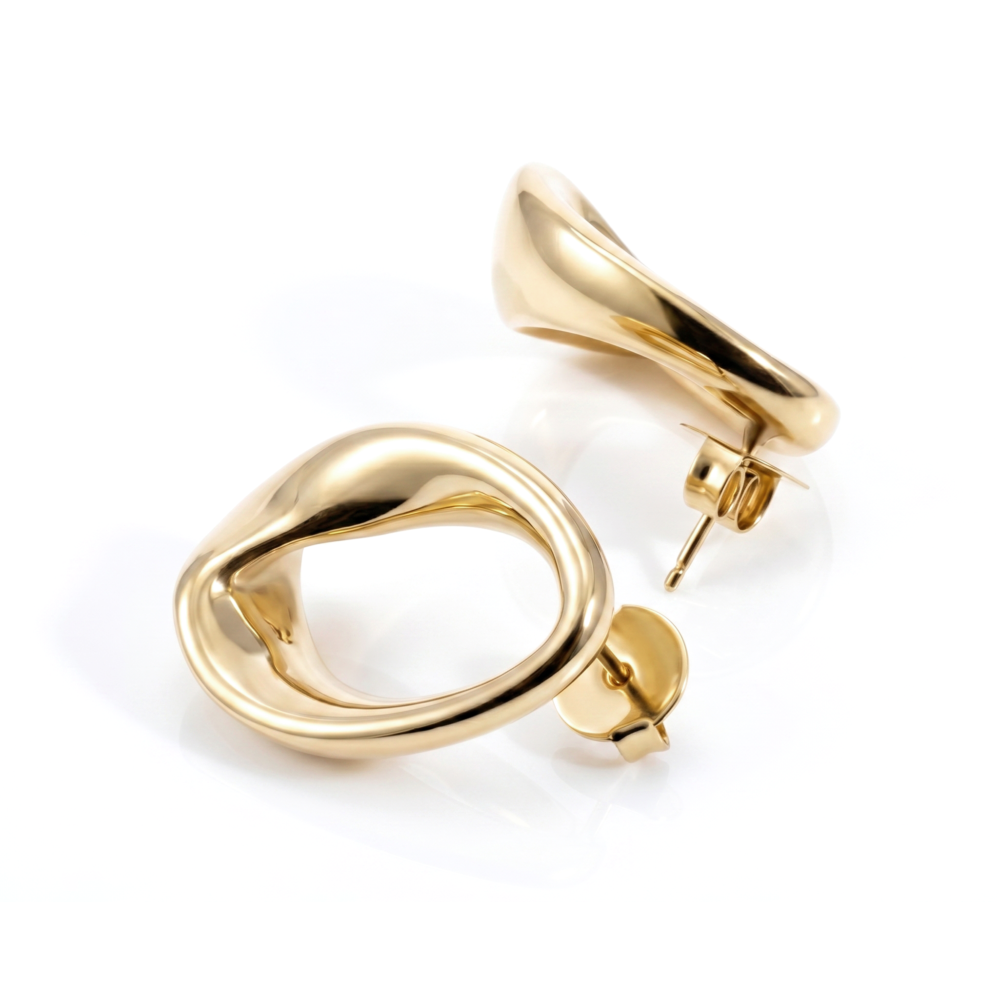 Kate Abstract Oval Drop Earrings Gold