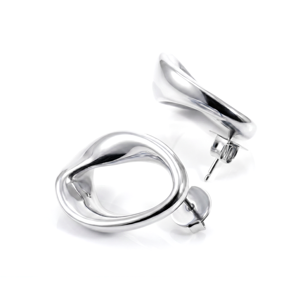 Kate Abstract Oval Drop Earrings Gold