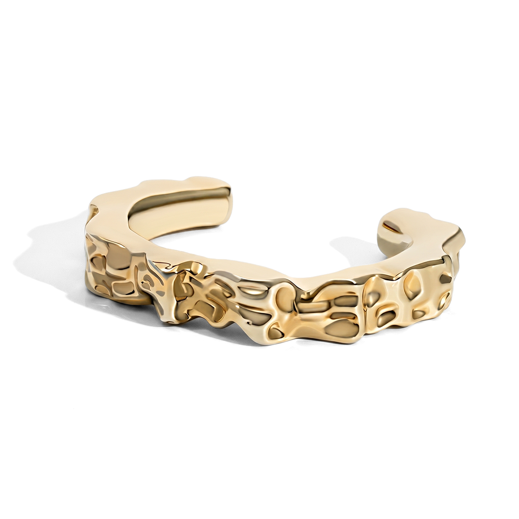 Nathalia Sculpted Hammered Cuff Bracelet Gold