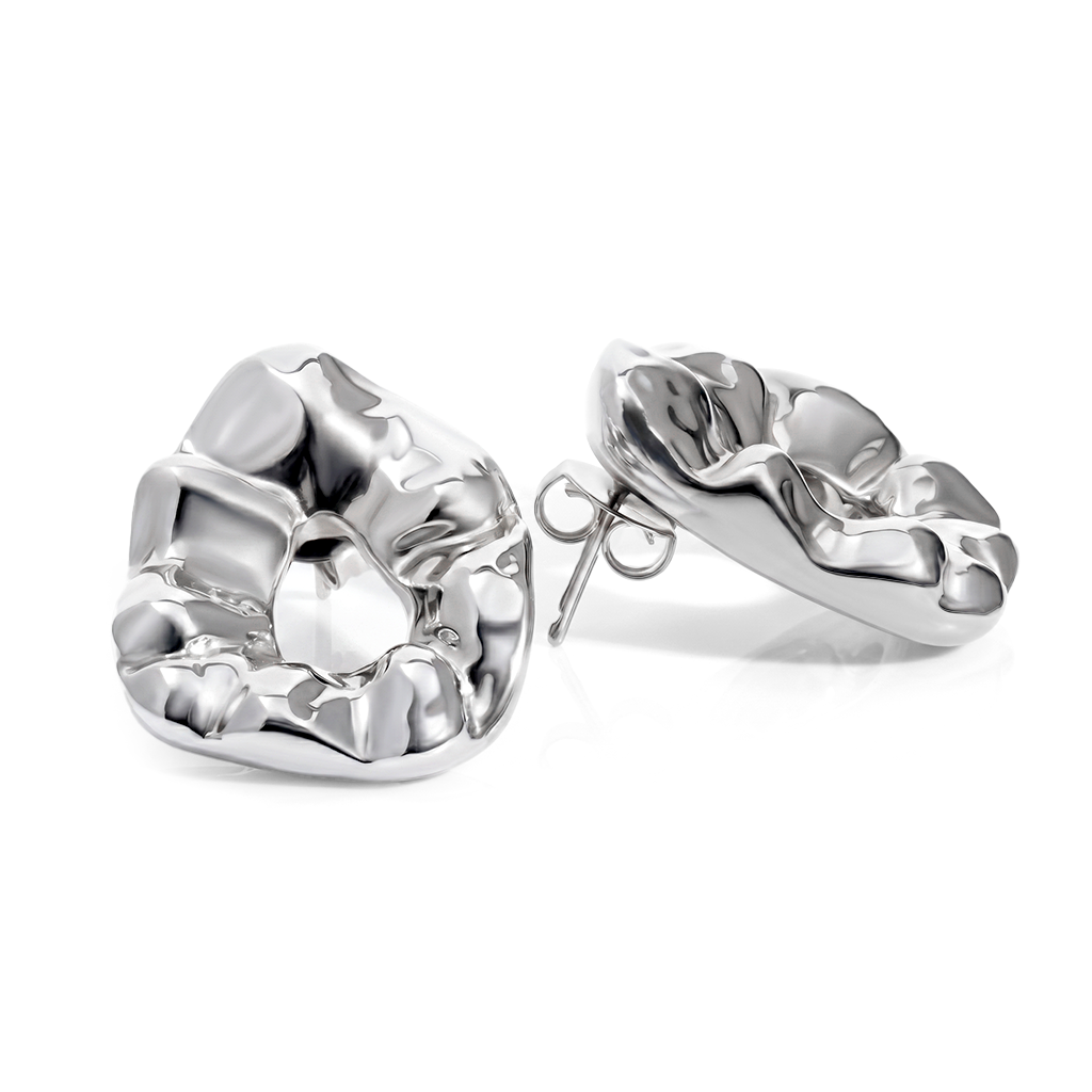 Nathalia Sculpted Hammered Drop Earrings Gold