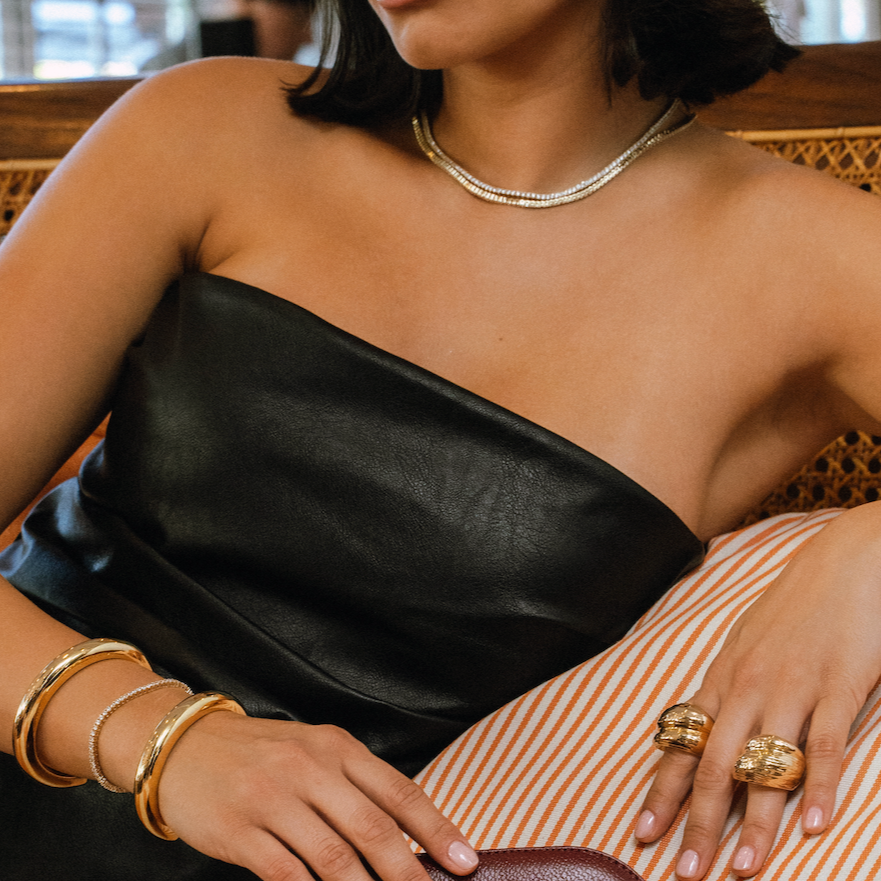 Cynthia Sculptural Necklace & Bracelet Set Gold