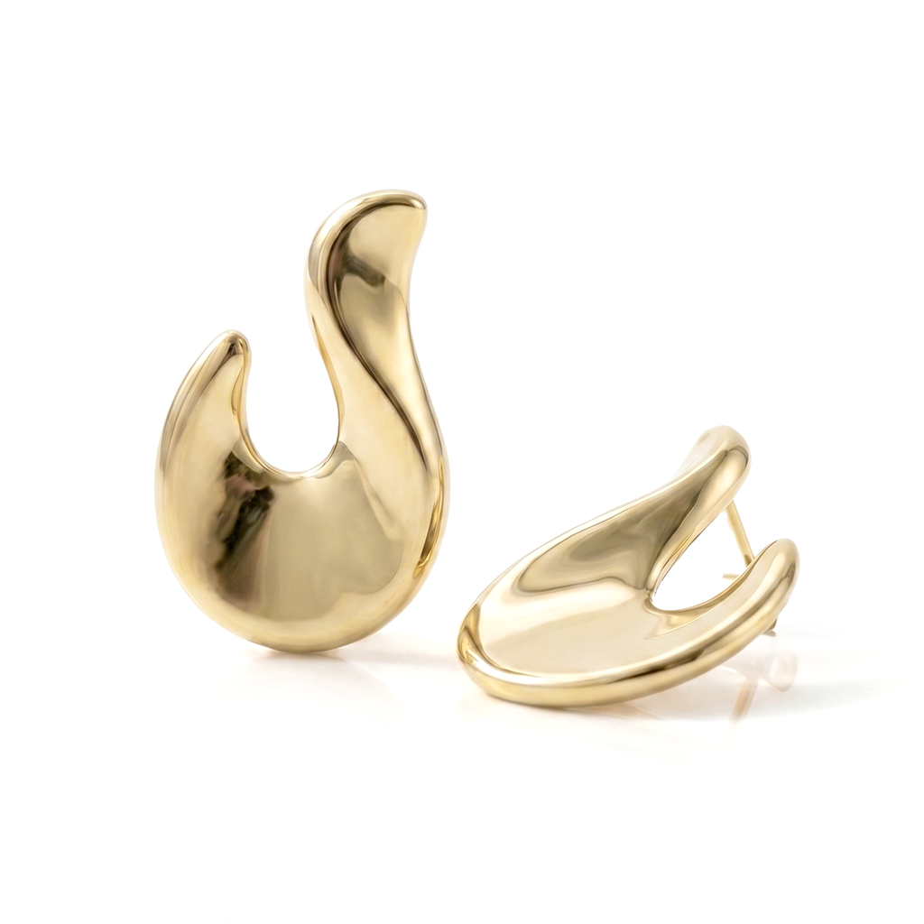 Valentina Abstract Hook Drop Earrings Gold