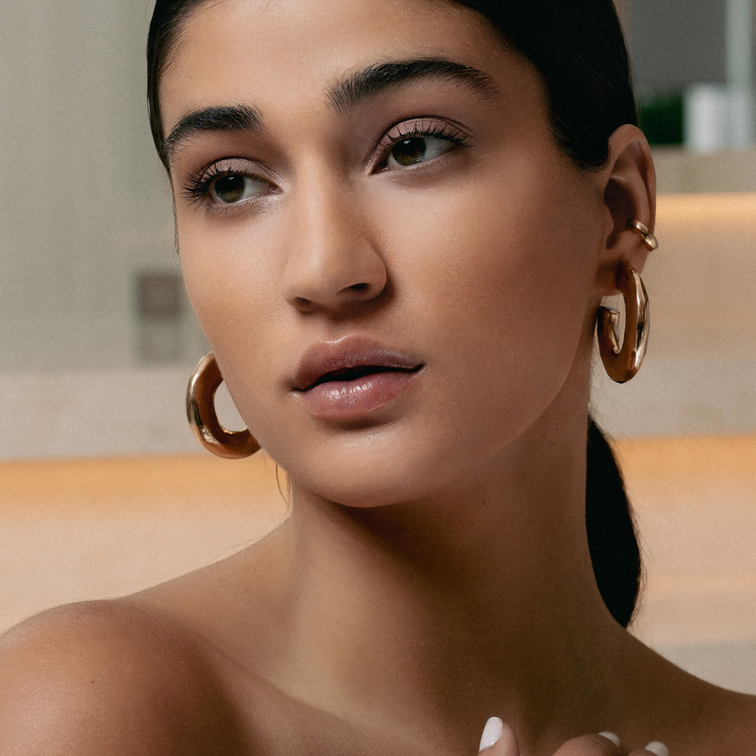 Emma Hammered Open Hoop Earrings Gold