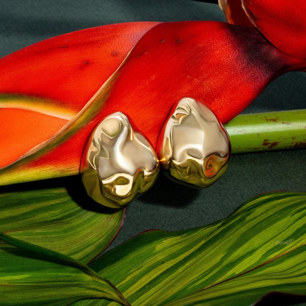 Giselle Textured Dome Drop Earrings Gold