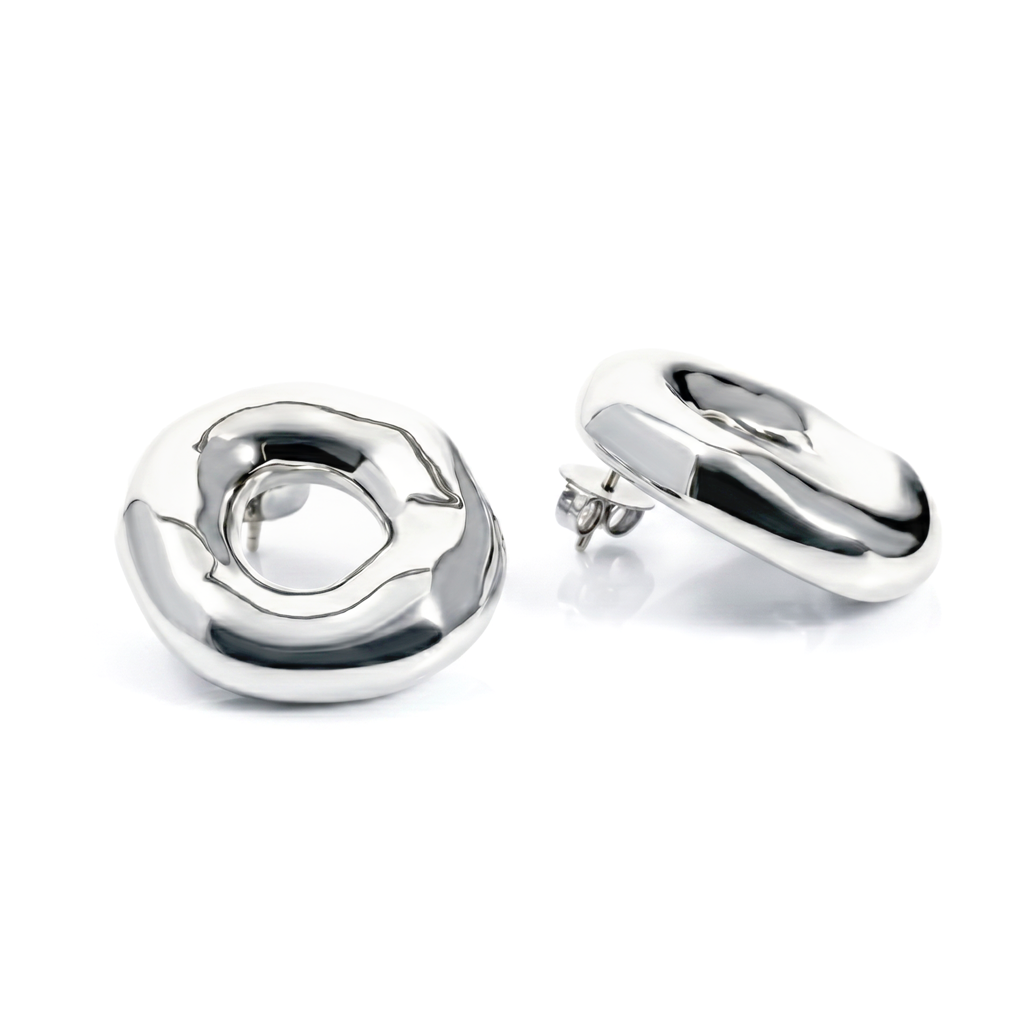 Mary Abstract Melted Circle Earrings Gold