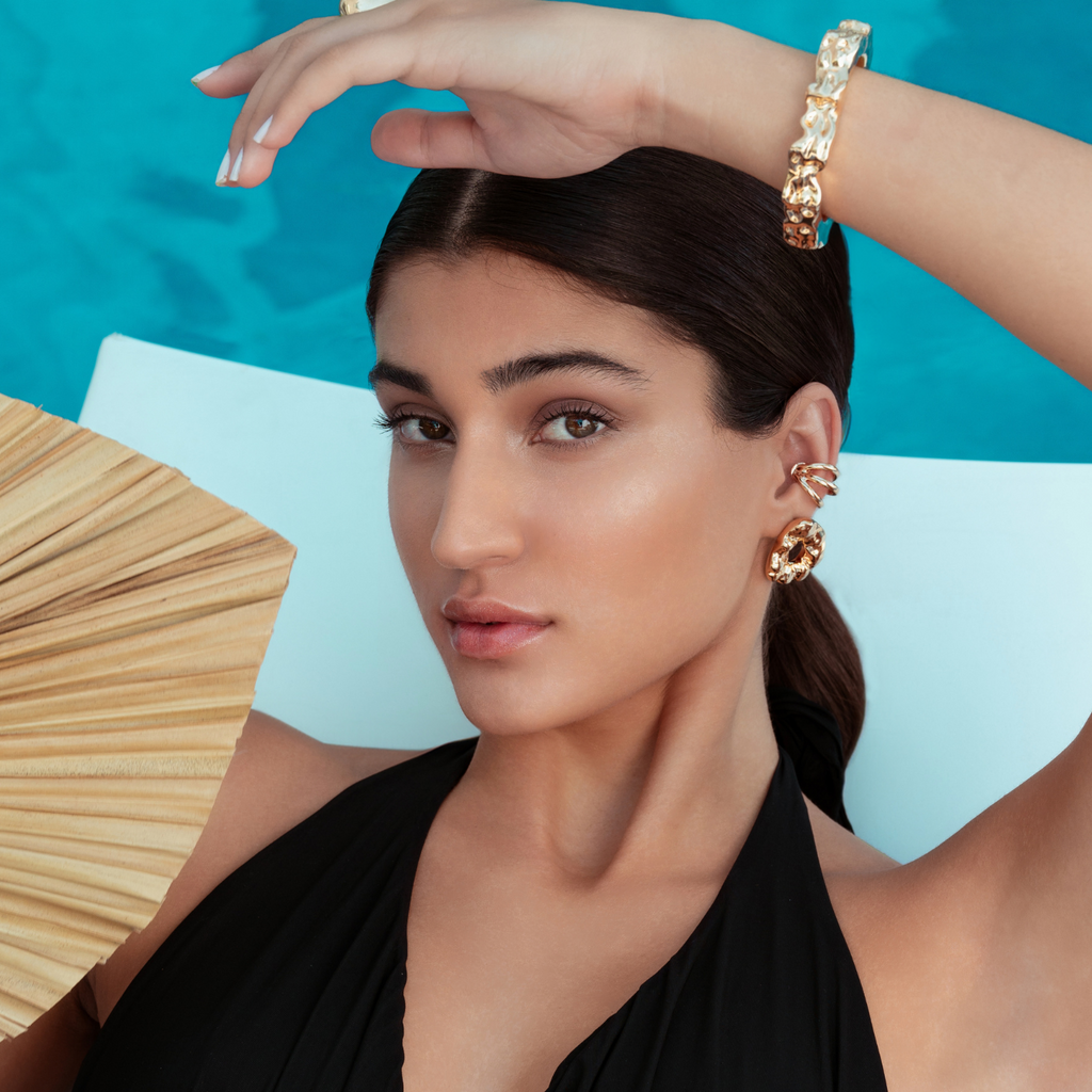 Ellen Triple Strand Statement Ear Cuff Gold