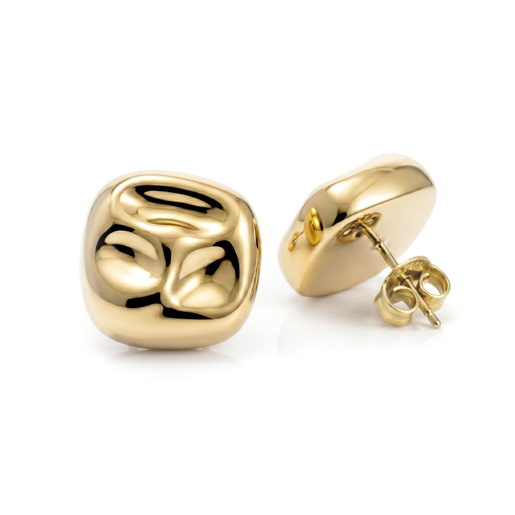 Sara Square Hammered Hoop Earrings Gold
