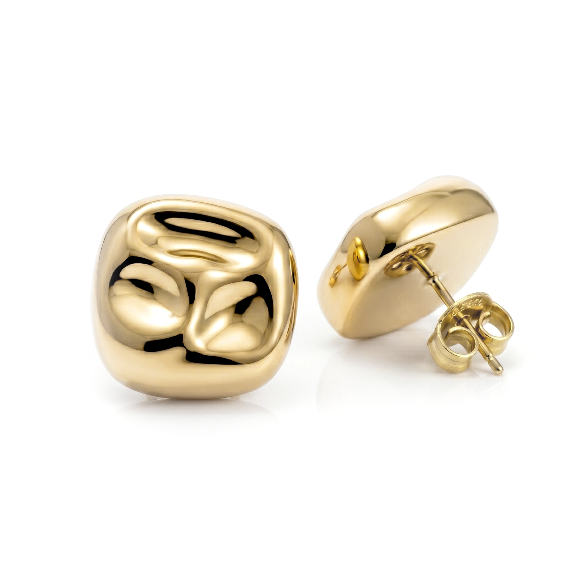 Sara Square Hammered Hoop Earrings Gold